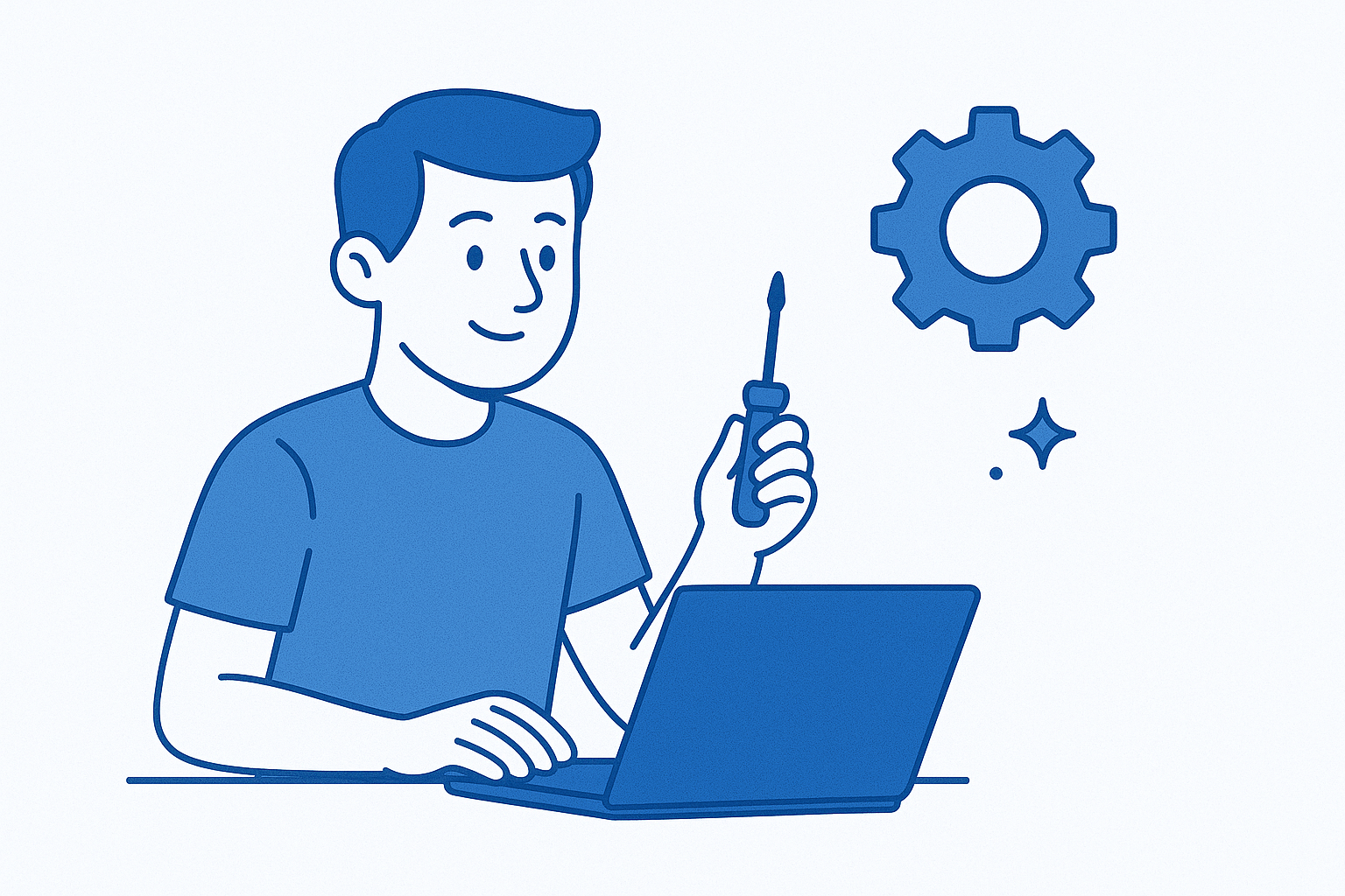 Técnico realizando formatação de notebook